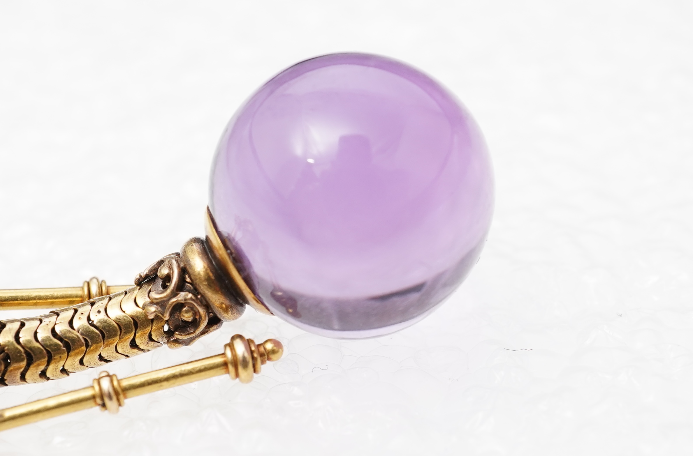 An unusual Victorian gold and amethyst pendant, mid 19th century